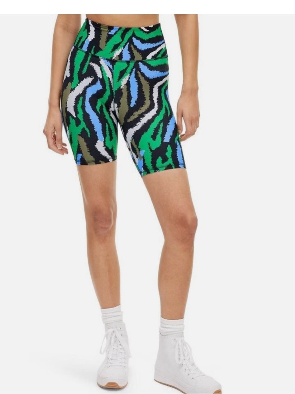 DVF FOR TARGET DISCO Green Blue Black zebra print biker shorts in sz XL